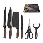Jogo De Facas Inox 6 Peças Antiaderente Preto B-max Bm-f1097