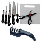 Jogo De Facas Inox Com Afiador Tábua Chaira 8 Peças - N-7 E A