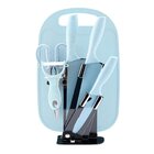 Jogo De Facas Inox Suporte Acrílico 7 Peças Azul