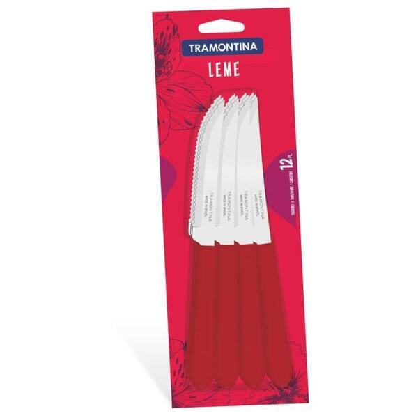 Jogo de facas para churrasco 12 peças vermelho - Leme - Tramo