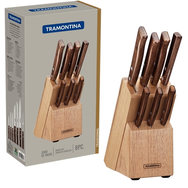 Jogo De Facas Tradicional Com Laminas Em Aço Inox E Cabos Mad