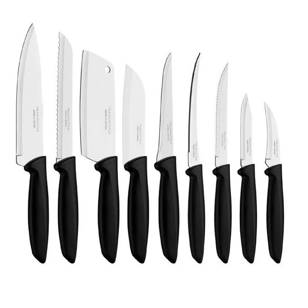 Jogo De Facas Tramontina Plenus Aço Inox Preto 9 Peças