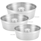 Jogo De Formas Para Pudim Com 3 Peças Em Alumínio