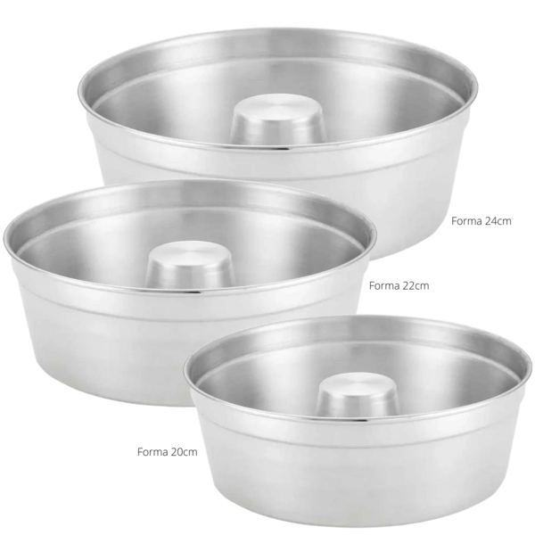 Jogo De Formas Para Pudim Com 3 Peças Em Alumínio