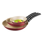 Jogo De Frigideiras 3 Pcs Turim Vermelho Sortidos De Alu Comr