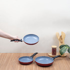 Jogo De Frigideiras Antiaderente Cerâmica 3 Peças Vermelha -