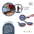 Jogo De Frigideiras Antiaderente Cerâmica 3 Peças Vermelha -