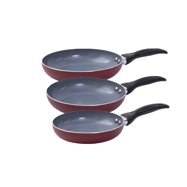 Jogo De Frigideiras Antiaderente Cerâmica 3 Peças Vermelha -