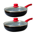 Jogo De Frigideiras Antiaderente Kitchen Com Tampa De Vidro -