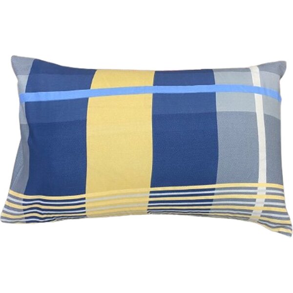 Jogo De Fronha Microfibra Estampada 47x70cm Azul Xadrez