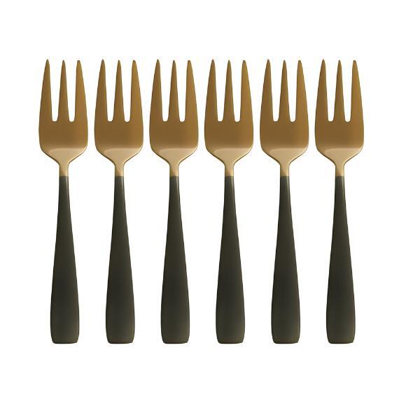 Jogo De Garfos Para Bolo Em Inox Wolff Pisa 6 Peças Rosé Gold