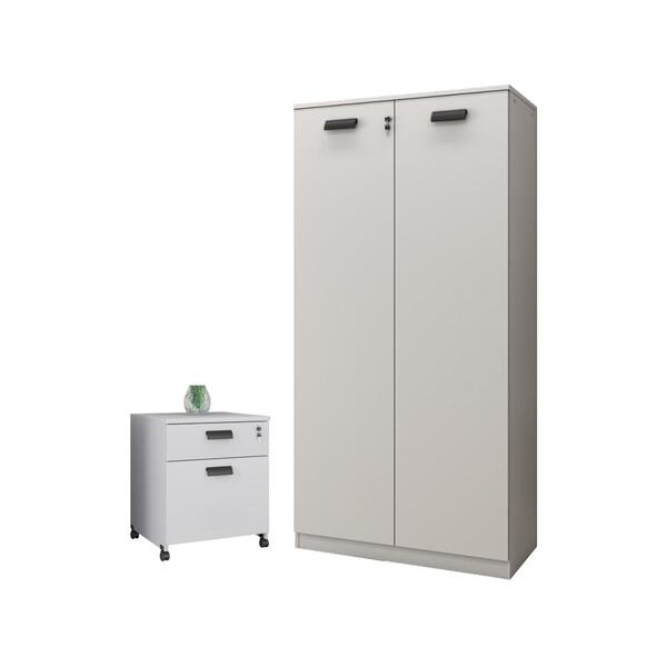 Jogo De Gaveteiro E Armario Alto Geass Platina