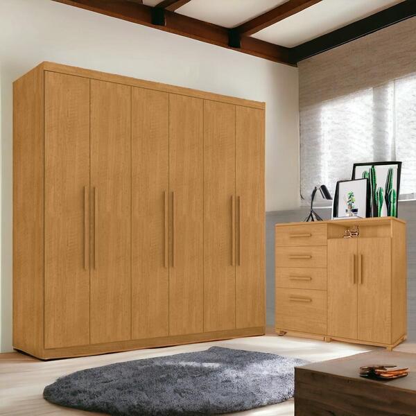 Jogo De Guarda Roupa E Cômoda Itabatã Naturalle