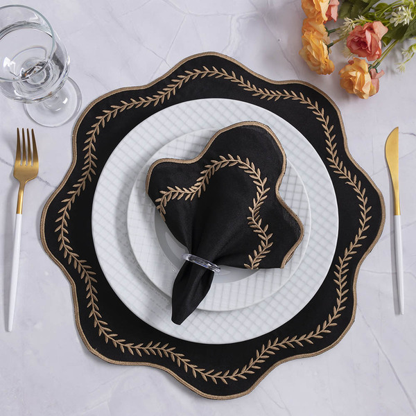 Jogo De Guardanapos Sousplat Americano 12 Peças Bordado Decor