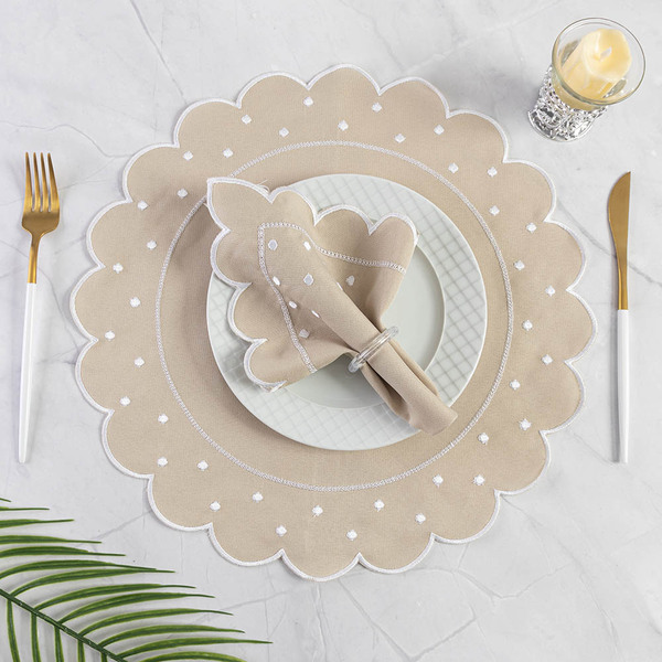 Jogo De Guardanapos Sousplat Americano 12 Peças Bordado Decor