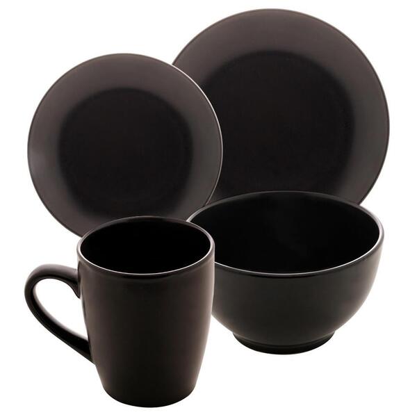Jogo De Jantar De Porcelana Cronus Preto 16 Peças - Lyor Jj001