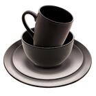 Jogo De Jantar De Porcelana Cronus Preto 16 Peças - Lyor Jj001