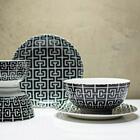Jogo De Jantar De Porcelana Egypt Preto E Branco 16 Peças - L
