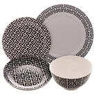 Jogo De Jantar De Porcelana Egypt Preto E Branco 16 Peças - L