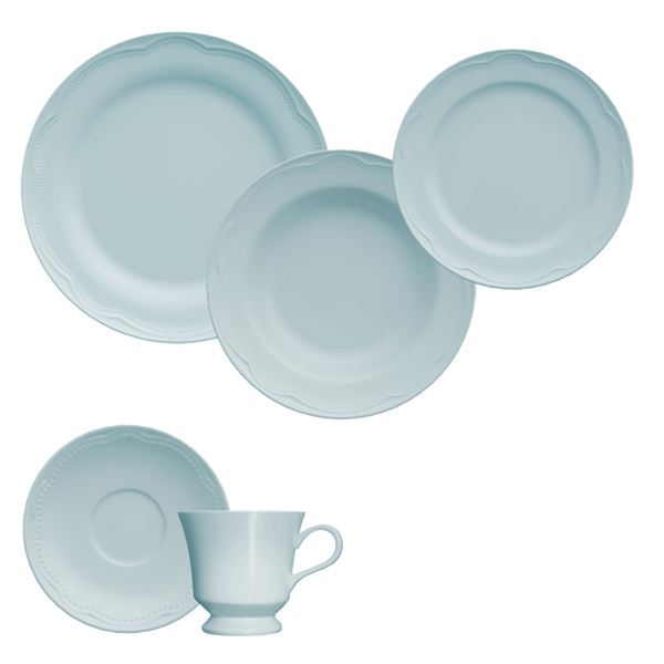 Jogo De Jantar E Chá Porcelana 30 Peças Com Pratos Rasos E Fu