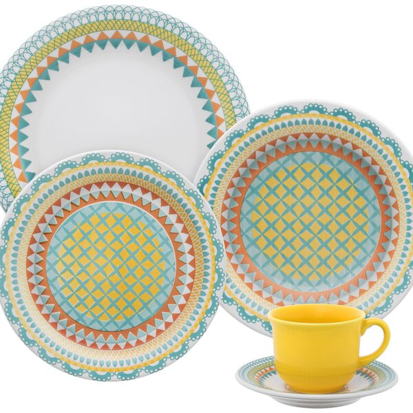 Jogo De Jantar Floreal Bilro 60 Peças Oxford® Cerâmica