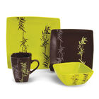 Jogo De Jantar Porcelana 16 Peças Quadrado - Apjk09 - 16 - Hé