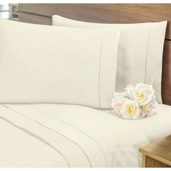 Jogo De Lençol 3 Pçs 400 Fios Ponto Palito Para Cama De Casal