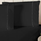 Jogo De Lençol 3 Pçs Casal Percal 200 Fios Com Elástico Preto