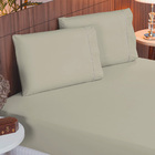 Jogo De Lençol 400 Fios Queen 3 Peças Em Ponto Palito Bege