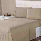 Jogo De Lençol 400 Fios Suave Feito Algodão King 4 Peças Bege