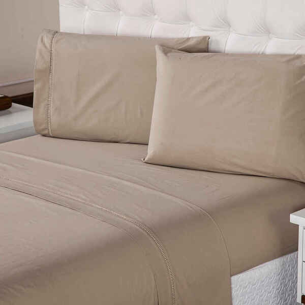 Jogo De Lençol 400 Fios Suave Feito Queen 3 Peças Marfim Casa