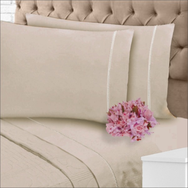 Jogo De Lençol 400 Fios Toque Suave E Macio Ponto Palito Cama