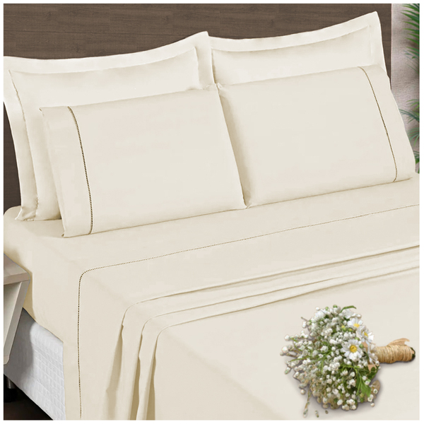 Jogo De Lençol 4 Pçs Casal 400 Fios Ponto Palito King Palha