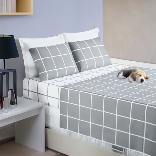 Jogo De Lençol 4 Pçs Casal Madri Micropercal 200 Fios Branco