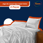 Jogo De Lençol 4pçs Casal Cetim Branco Casen Alta Qualidade