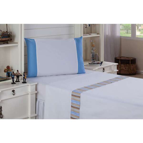 Jogo De Lençol  Charisma Hope Solteiro   Branco Percal 200 Fi