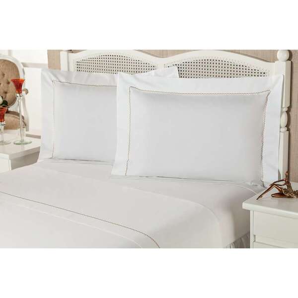 Jogo De Lençol  Premium Luxury  King  Bege Percal 233 Fios