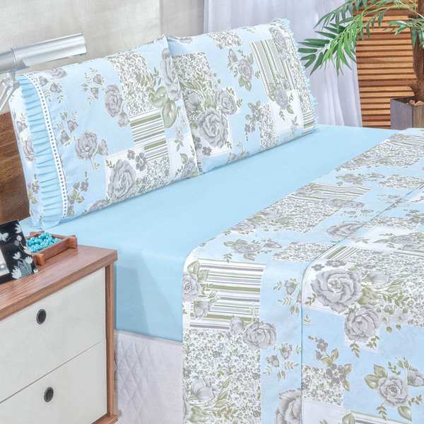 Jogo De Lençol Afrodite Casal 4 Pçs Algodão 180 Fios Estampa