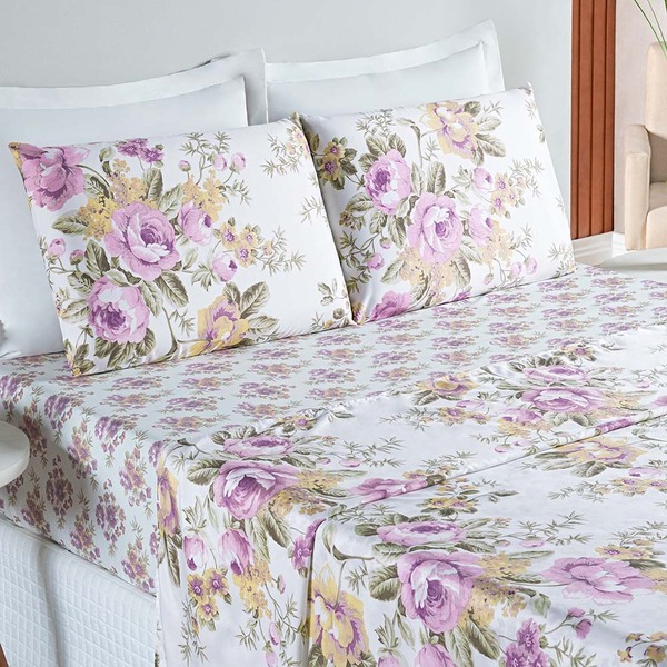 Jogo De Lençol Ayla Casal 4 Peças Microfibra Estampada - Auro