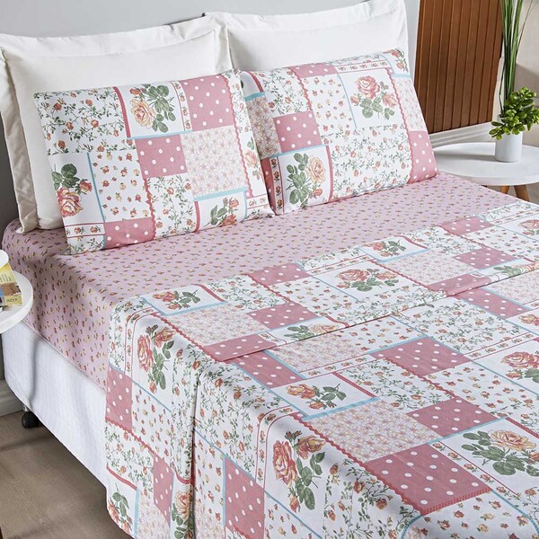 Jogo De Lençol Ayla King 4 Peças Microfibra Estampada - Lidia