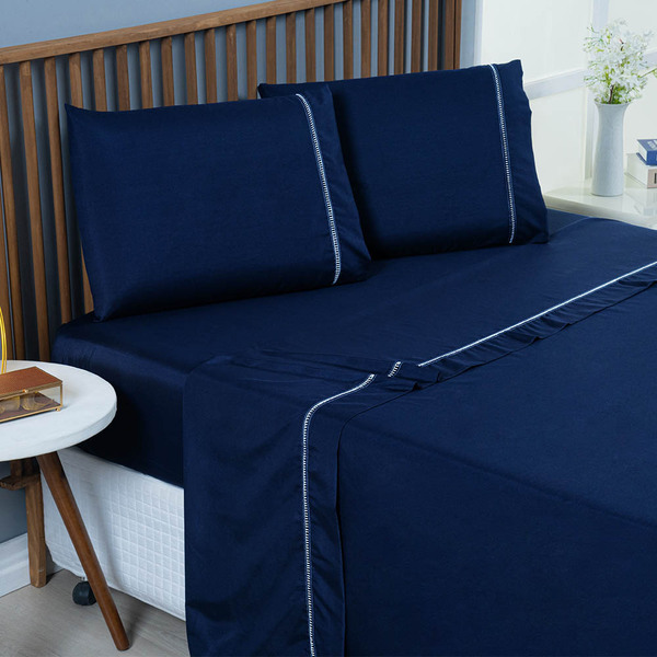 Jogo De Lençol Bariloche King 4 Peças Percal 400 Fios Ponto P