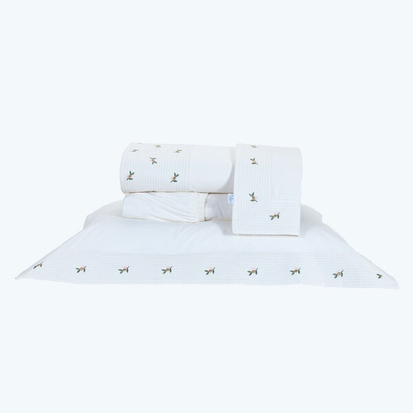 Jogo De Lençol Bordado Casal Padrão Palha 200 Fios 100% Algod