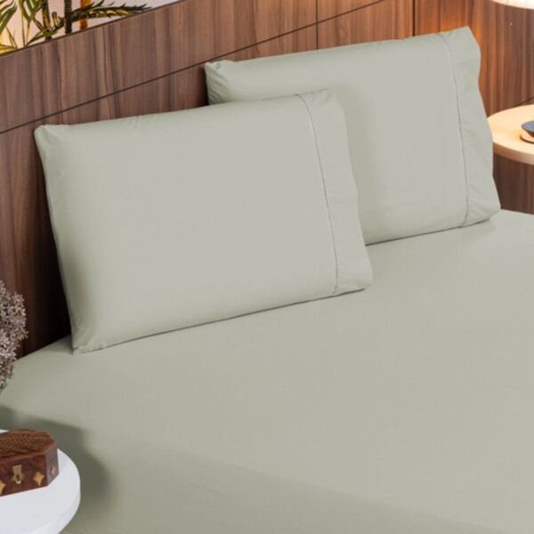 Jogo De Lençol Cama Casal 400 Fios  Ponto Palito 3 Peças Casa