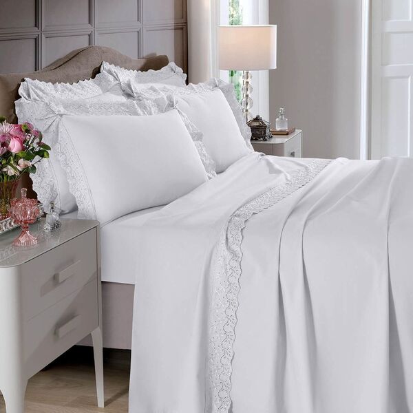 Jogo De Lençol Cama Casal 4 Peças Algodão Percal 180 Fios Bou