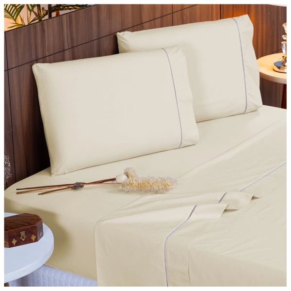 Jogo De Lençol Casal 3 Peças Percal 400 Fios Casen Palha