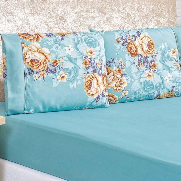 Jogo De Lençol Casal Celeste 200 Fios 3 Peças - Azul