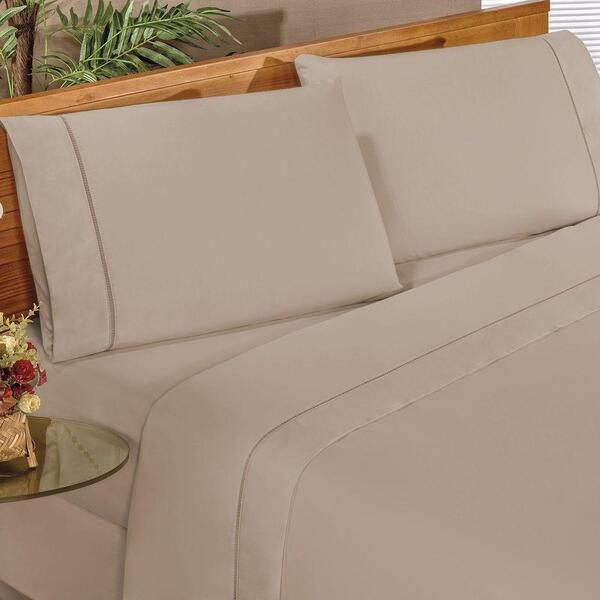 Jogo De Lençol Casal Classic Percal 180 Fios 4 Peças - Cáqui