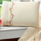 Jogo De Lençol Casal Padrão Arabesco Bordado 4 Peças - Palha