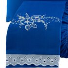 Jogo De Lençol Casal Padrão Bordado 3 Peças - Azul