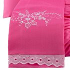 Jogo De Lençol Casal Padrão Bordado 3 Peças - Pink